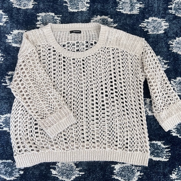 DKNY Jeans Open Knitted Top Beige and Gold - Size M/L - Picture 3 of 6